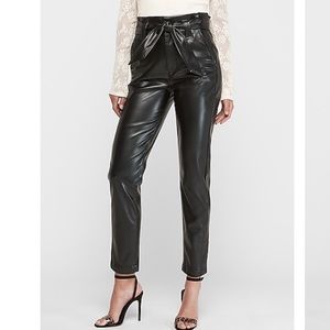 Super High Waisted Vegan Leather Paperpag pant